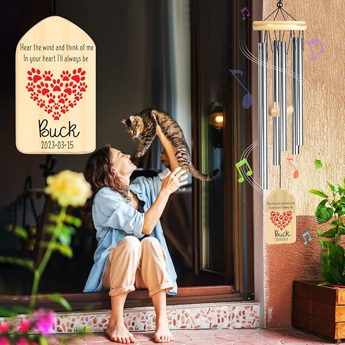Pet Loss Gifts, Personalized Pet Loss Wind Chimes, Pet Memorial Gifts, Bereavement Remembrance Gifts for Loss of Pet, Loss of Pet Sympathy Gift, in Memory of Pet Gift