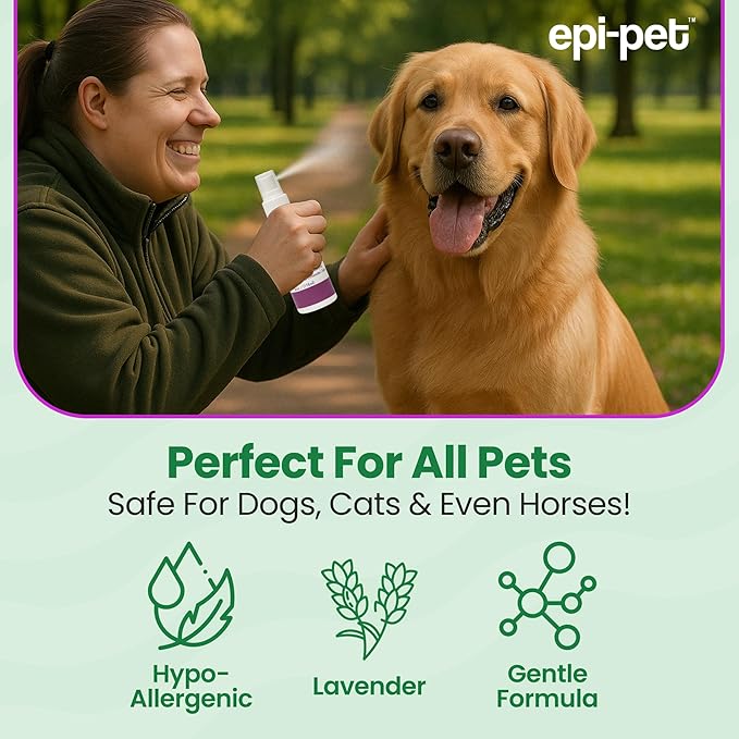 Epi-Pet Veterinary Formulated Dog Hot Spot and Dog Itch Spray, Pet Skin Treatment Spray for Allergies, Deshedding and Redness, Use it as Skin and Coat Conditioner 4 Fl Oz (Pack of 2), Lavender