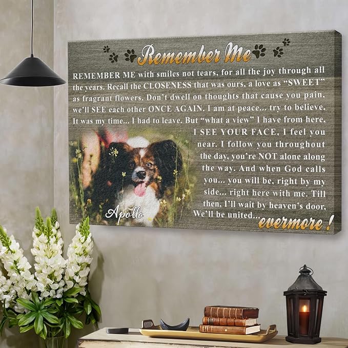 Dem Canvas Personalized Photo Canvas Prints, Pet Memorial Gifts, Remember Me With Smiles Not Tears, Dog Loss Sympathy Gift, Cat Memorial Print Photos