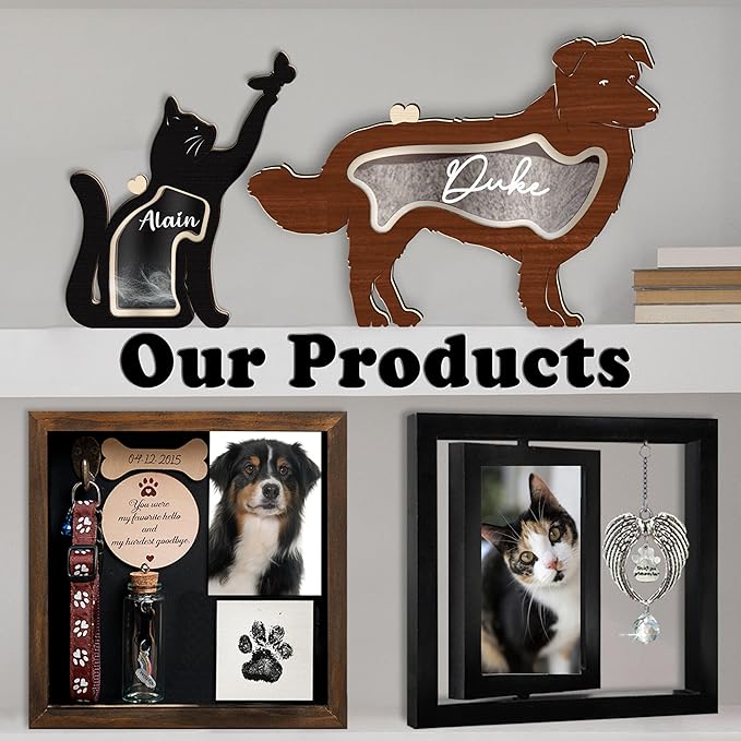 9" Border Collie Dog Hair Keepsake Box, Wooden Pet Urns for Dogs, DIY Pet Loss Sympathy Gifts, Unique Gift Dog Shape Standable Table Decor, Idea Gift for Pet Lover Storing Fur Teeth Ashes PS6-2L