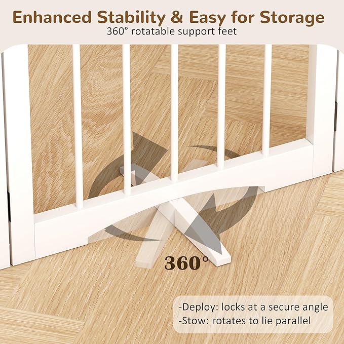 Free Standing Dog Gate Indoor, Foldable Dog Gate for Doorways Stairs Hallways, 3-Panel Freestanding Pet Gate with Support Feet for Stability, Folding Puppy Gate Easy to Move, Doggy Gate 54"x24"