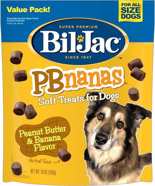 Bil-Jac PB-Nanas Soft Treats for Dogs, Peanut Butter Banana Flavor, Made with Real Chicken Liver, 10oz (2-Pack)