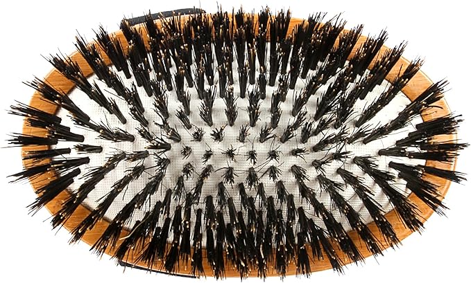 Bass Luxury Grade Pet Brush | Shine & Condition | 100% Pure Natural Bristle - Firm | Large Palm Design | Natural Bamboo Handle | Solid Finish | Bass Brushes Model #A2-DB