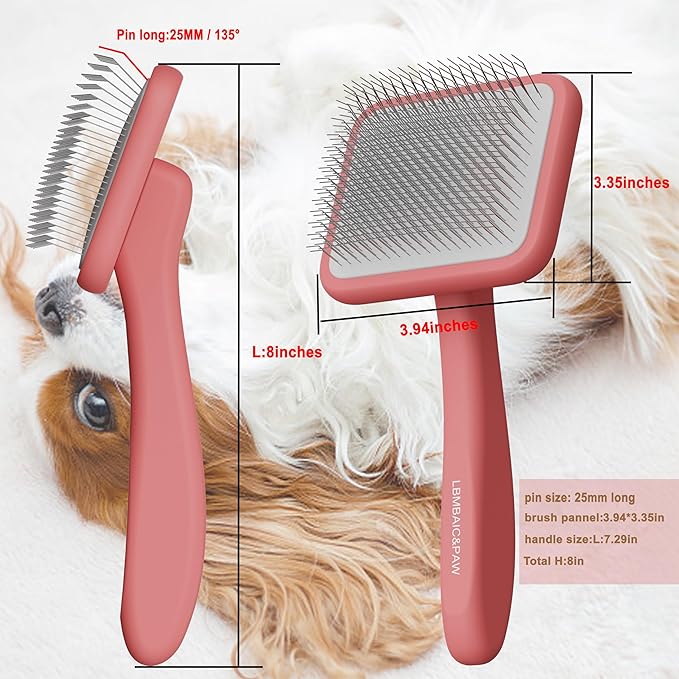 Dog Brushes for Poodle,Doodle,Goldendoodle,Labradoodle Coats Best Slicker Brush for Dogs Thick Long Curly Hair Shedding Detangles,Fluffy Grooming Fast Long Pin Slicker Brush Dematting.Wooden(Large)