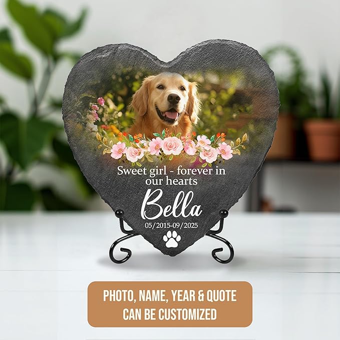 Dog Stone Memorial for Dogs Personalized Pet Memorial Plaque | Thoughtful Pet Loss Gifts Dog Personalized Condolence Gifts for Dogs | Customized Sympathy Stones and Plaque for Pets Lovers