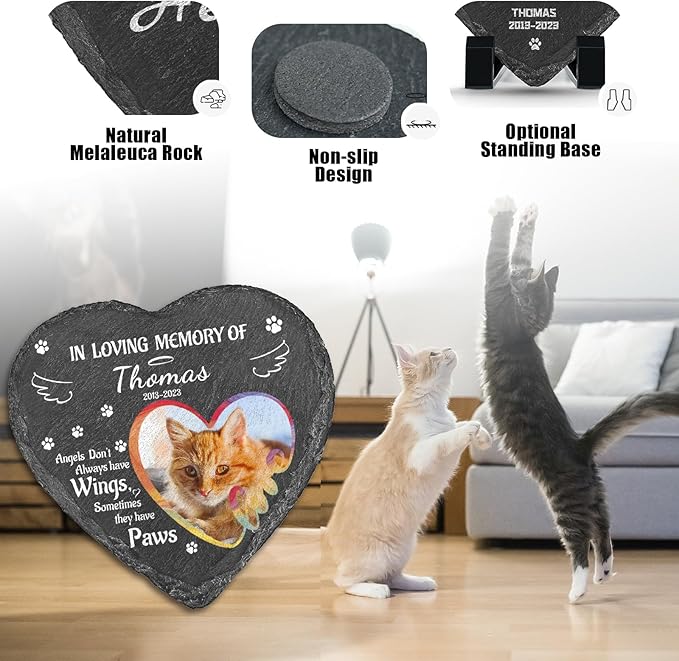 Dog Memorial Gifts for Loss of Dog, Personalized Dog Memorial Stone Plaque with Photo Name, Custom Dog Pet Grave Headstone, Loss of Dog Sympathy Gift for Dog Cat Lovers