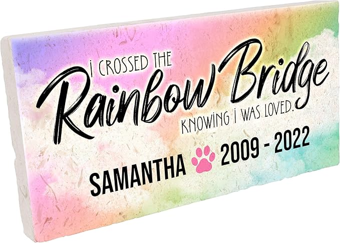 Personalized Pet Memorial Stone, 6x12 Custom Limestone Pet Grave Markers as Keepsake or Pet Remembrance, Thoughtful Pet Loss Gifts for Bereaved Pet Owners, Personalized Memorial Gifts (A. Samantha)