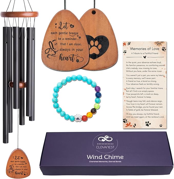 Dog Memorial Gifts for Loss of Dog, Pet Memorial Wind Chime (28 Inches), Loss of Dogs Sympathy Gift, Pet Remembrance Gift, Bereavement Gifts Dogs, Passing Away, Rainbow Bridge Gift