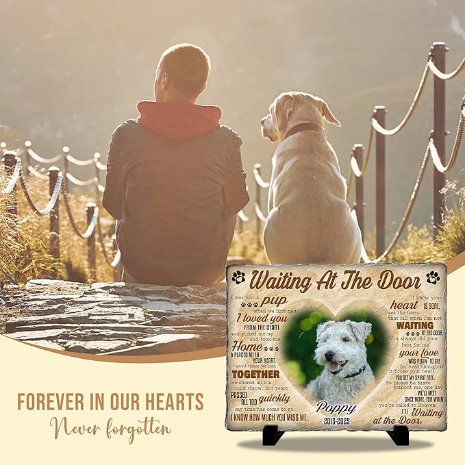 Pet Memorial Stone for Dogs | Personalized Rainbow Bridge Dog Memorial Stone for Remembrance Dog Passing Away Sympathy Gifts | Custom Garden Marker for Pet Lover