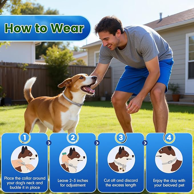 Flea and Tick Collar for Dogs, 5 Packs Flea Collar for Dogs with Natural Essential Oils, Waterproof & Adjustable Flea and Tick Prevention Collar for Small Medium Large Dogs & Puppies, Grey