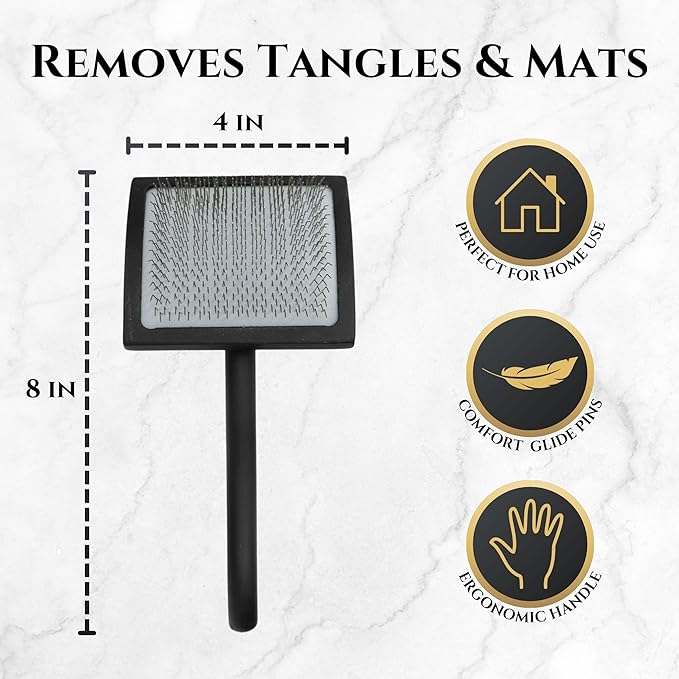 Slicker Brush for Dogs | Professional Dog Shedding Brush and Grooming Comb for Small Dog Breeds and Puppies | Ergonomic and Removes Shedding and Tangled Hair for Shiny Coat - Black