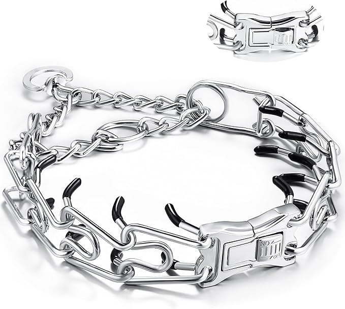 Dog Training Collar Adjustable Stainless Steel Collar with Quick Release Buckle for Neck Girth 14.5"-18.6" Dog