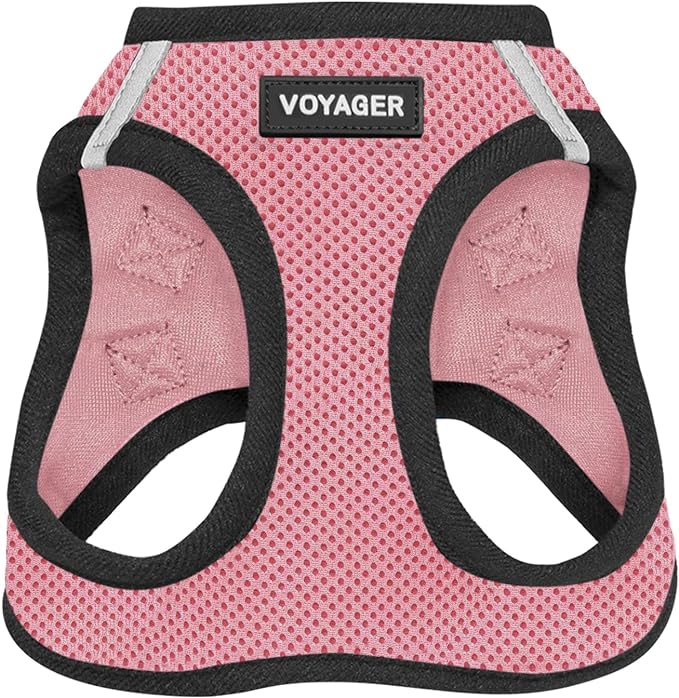 Best Pet Supplies Voyager Step-in Air Harness - All Weather Mesh, Reflective, No Pull Harness for Dogs, Cats - Secure with Hook & Loop Fastener, Buckle, Double D-Rings - Pink/Black Trim, XL