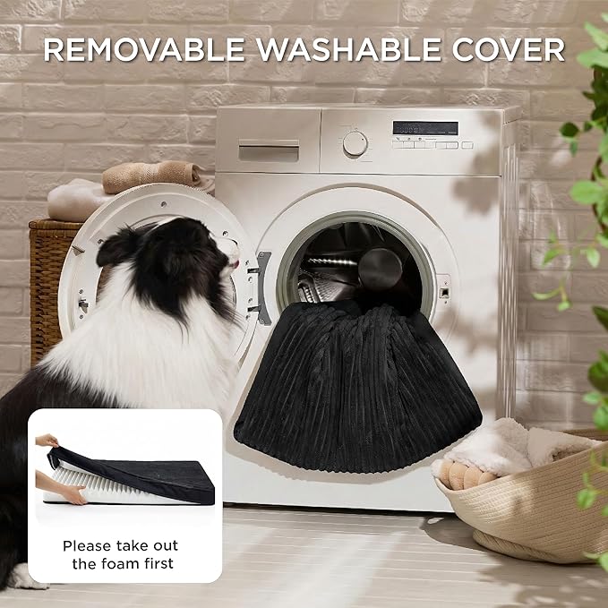 Bedsure ComfyFleece Dog Beds Large Sized Dog- Orthopedic Pet Beds for Crate with Removable Machine Cover, NOT Waterproof Egg Crate Foam Puppy Mat for Pets Up to 50 lbs, 35x22x2.8, NOT Chewproof