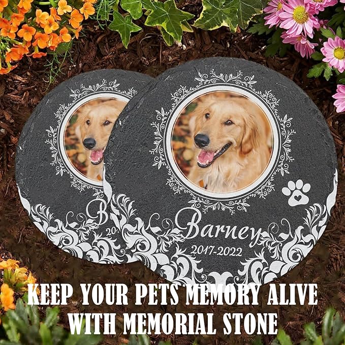 ubjva Dog Memorial Stone Dog Memorial Gifts for Loss of Dog Pet Garden Stone for Indoor Outdoor Lawn Backyard Cemetery Decorations - Style7(Color Printing)