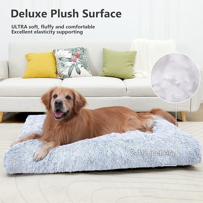 Vonabem XXXL Dog Bed Washable, Large Waterproof Pet Bed with Removable Cover, Jumbo Dog Crate Bed 54 inch, Soft Plush Pet Beds, Anti Anxiety Kennel Pad Grey