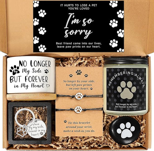 Dog Memorial Gifts for Loss of Dog, Loss of Dog Sympathy Gift Baskets, Dog Passing Away Bereavement Remembrance Gifts, Loss of Pet Gift Box for Dogs Lovers Friends Family Coworkers