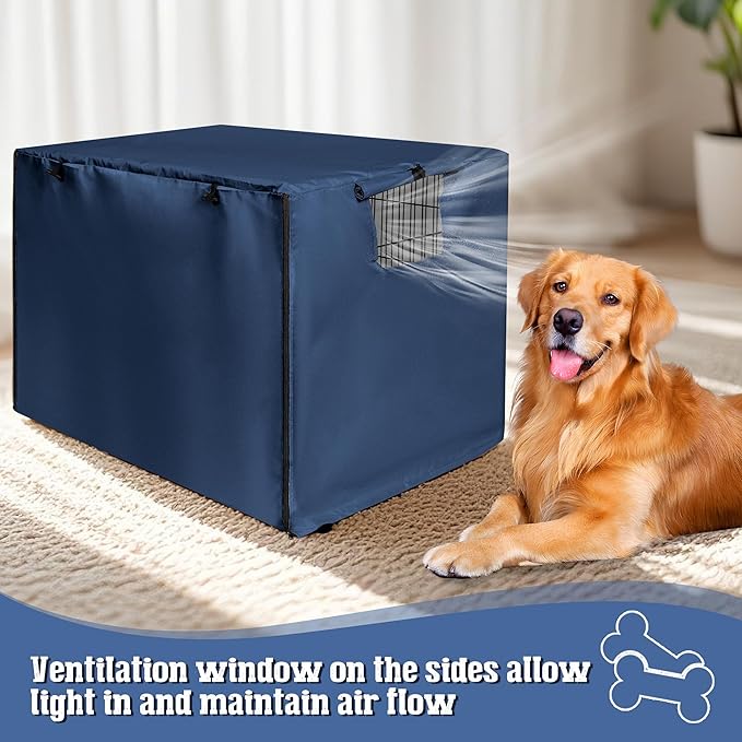 kefit Dog Crate Cover 42 inch, Kennel Cover for Dog Cage, Navy Blue