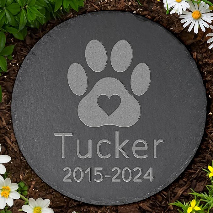 Pet Memorial Gift, Pet Memorial Stone, Sympathy Gift, Personalized Pet Memorial, Memorial Gift, Dog Memorial, Cat Memorial, Memorial Stone - Paw Print with Heart
