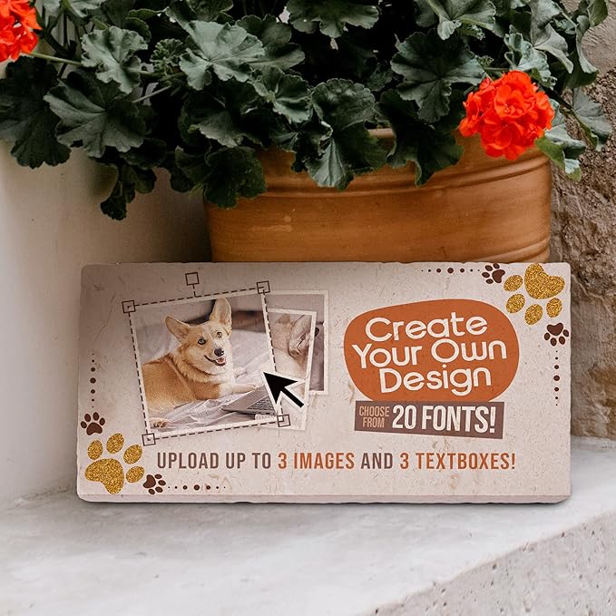 Personalized Pet Memorial Stones, 6x12 Create Your Own Pet Grave Markers as Keepsake or Pet Remembrance, Pet Loss Gifts for Bereaved Pet Owners, DIY Personalized Pet Memorial Limestone (Design 9)
