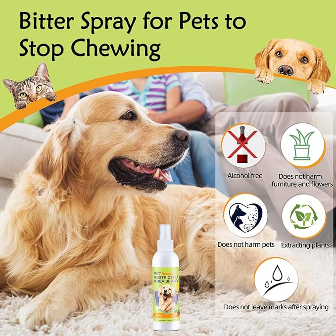Dog Deterrent Spray and Urine Odor Eliminator Spray, Effective Spray for Furniture and Cat Litter Box Deodorizer, Training Spray for Poop, Pet Room Deodorizing Spray for Smell on Carpet