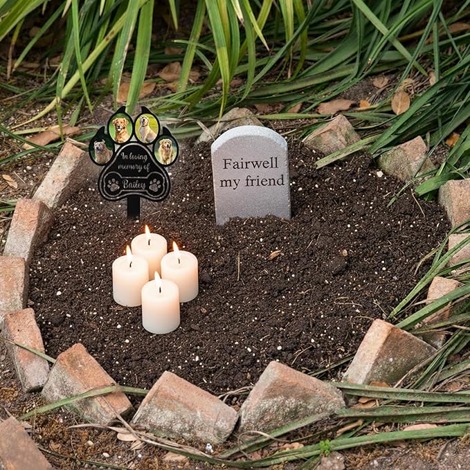 Custom Dog Grave Markers Outdoor, Personalized Pet Grave Marker Dog Memorial with Photo and Name, Outdoor Weatherproof Pet Cemetery Sign, Personalized Dog Memorial Gifts for Loss of Dog