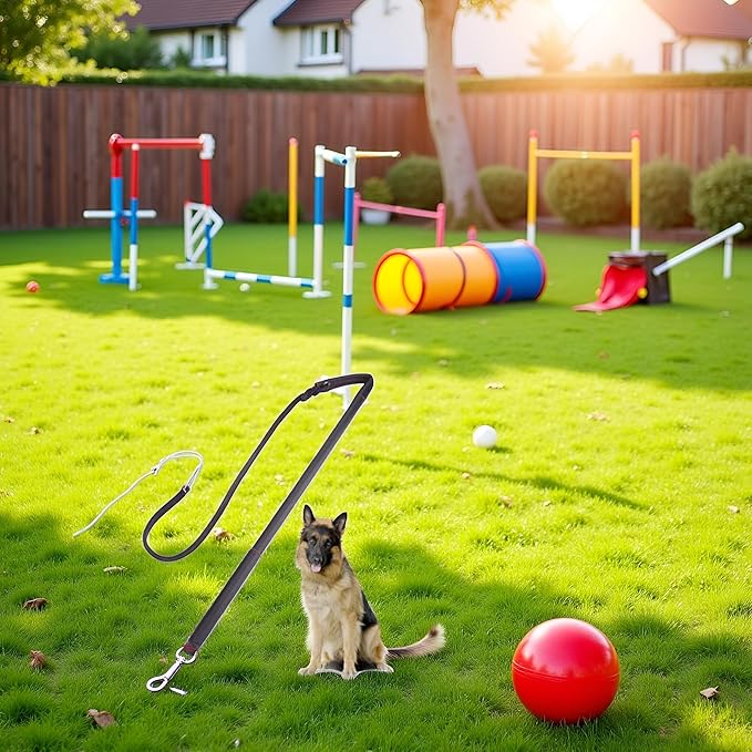 Pssopp Cowhide Dog Agitation Whip, Dog Teaser Wand Dogs Training Whip Outdoor Playing for Pulling Chasing Chewing Teasing Training