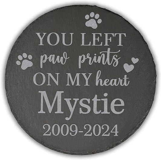 Pet Memorial Gift, Pet Memorial Stone, Sympathy Gift, Personalized Pet Memorial, Memorial Gift, Dog Memorial, Cat Memorial, Memorial Stone - You Left Paw Prints on My Heart