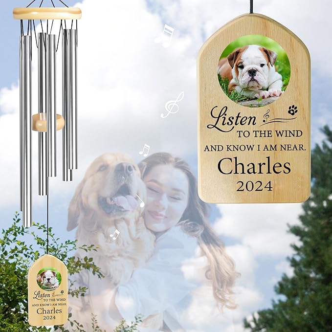 Dog Memorial Gifts for Loss of Dog, Pet Memorial Wind Chime, Pet Memorial Gifts, Pet Loss Gifts, Loss of Dog Sympathy Gift, Dog Remembrance Gift, in Memory of Dog Cat - I Am Near
