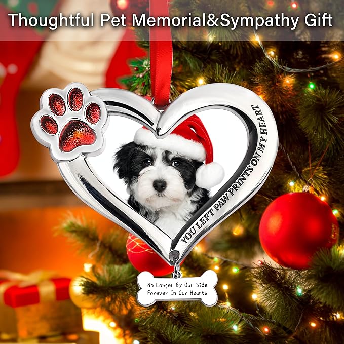 Personalized Pet Memorial Photo Ornament - Dog Cat Picture Ornament for Christmas Tree, Pet Loss Sympathy Gift