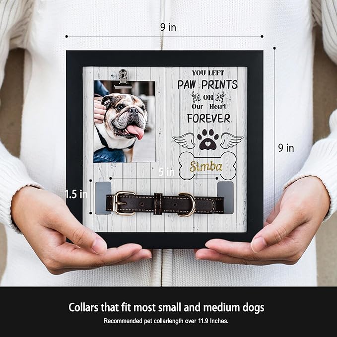 Classic Dog Memorial Collage Picture Frame with Collar Holder, White