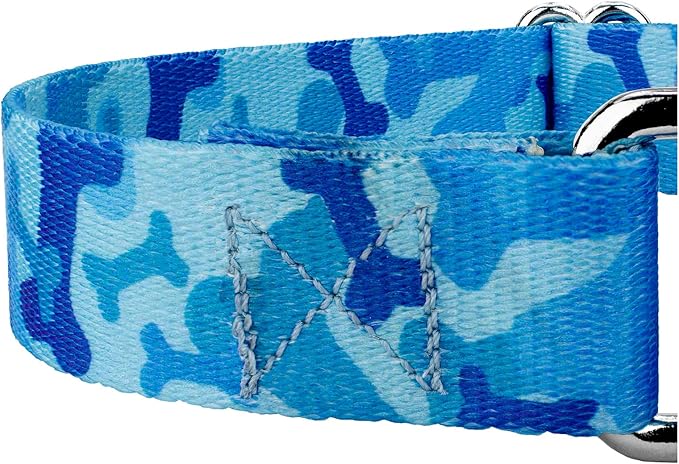 Country Brook Petz - Blue Bone Camo Martingale Dog Collar - Camouflage Collection Featuring Rugged Designs (1 Inch, Medium)