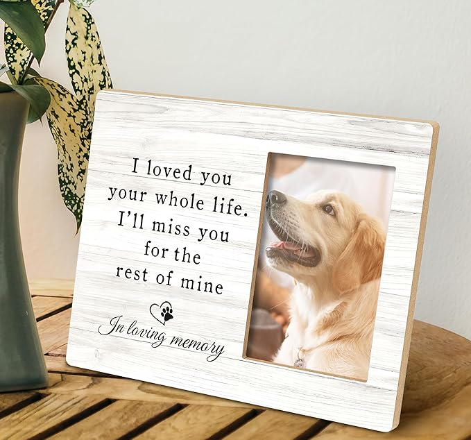 SRADMO Pet Memory Picture Frame - 108 inch Wooden Tabletop Photo Frame for Pet Owners, Memorial Gift for Loss of Dog or Cat