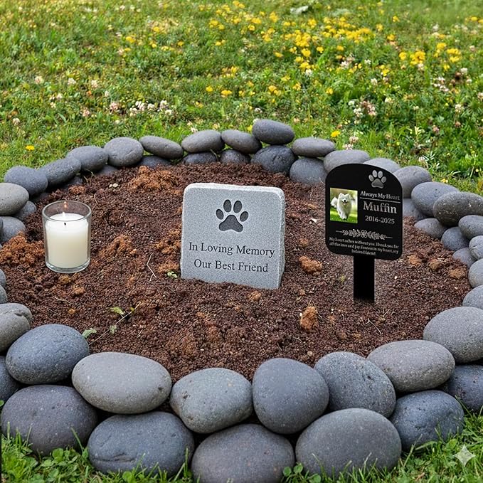 Custom Dog Grave Markers Outdoor, Personalized Pet Grave Marker Dog Memorial with Photo and Name, Outdoor Weatherproof Pet Cemetery Sign, Personalized Dog Memorial Gifts for Loss of Dog