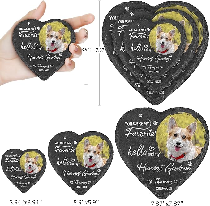 Dog Memorial Gifts for Loss of Dog, Personalized Dog Memorial Stone Plaque with Photo Name, Custom Dog Pet Grave Headstone, Loss of Dog Sympathy Gift for Dog Cat Lovers