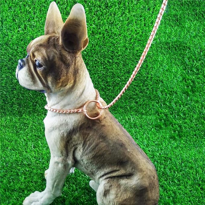 Dog P Snake Chain Chrome Plated Metal Dog Training Choke/Collar-Fully Guaranteed Against Rust Tarnish or Breakage-Recommended for Professional Training (Rose Gold, 4mm * 24")