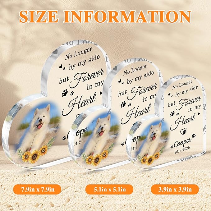 Personalized Pet Memorial Plaque, Dog Memorial Gifts for Loss of Dog, Pet Memorial Gifts for Dogs, Loss of Dog Cat Sympathy Gift, Pet Remembrance Gift, Custom Dogs Heart Shape Acrylic Plaque Keepsakes