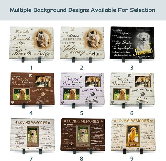 Goodoo Dog Memorial Gifts for Loss of Dog, Personalized Pet Memorial Stone Plaque, Sympathy Gift for Pet Lovers, Changing Colorful Background to Paint Loving Memory, Garden Decor