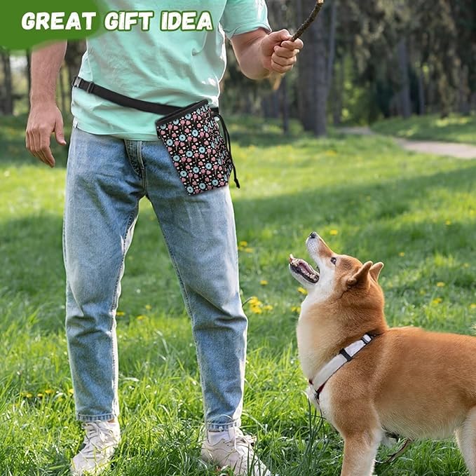Horse Flowers Puppy Treat Bag 3 Ways to Wear, Dog Treat Pouch Closes Easy to Prevent Spills Pocket Sized Puppy Dog Training Treat Bag Perfect for Long Walks Or Training