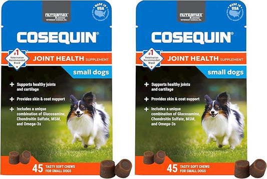 Cosequin Minis Soft Chews Maximum Strength with MSM Plus Omega3,45 Count (Pack of 2)