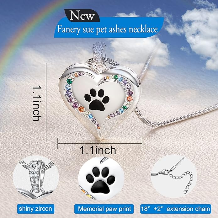 Fanery Sue Personalized Customized Pet Locket Necklace, Heart Lockets Picture Necklaces Dog Memorial Gifts Cat Sympathy for Women Men