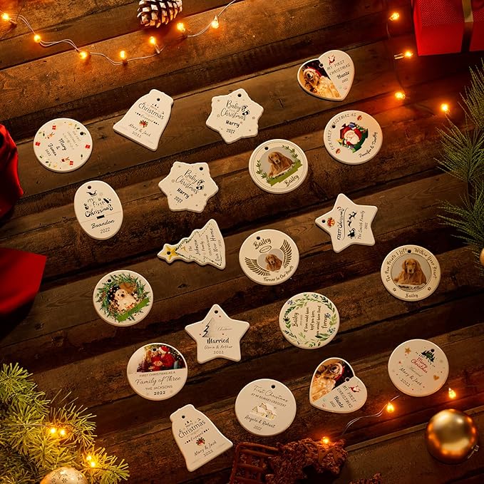 Bemaystar Personalized Dog Memorial Christmas Ornaments Dog Memorial Gifts, Ceramic Pet Memorial gifts, in Memory of Pet Sympathy Gifts for Loss of Dog Cat Pet Christmas Tree Decorations