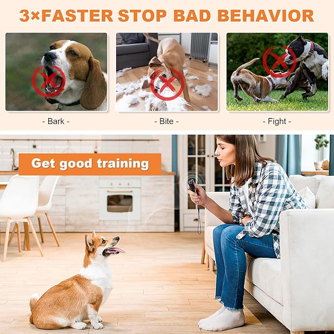 Dog Bark Deterrent Devices, Rechargeable Ultrasonic Anti Barking Device for Dogs, Dog Bark Control Devices 50FT Range Safe for Dogs & Human Portable Indoor Outdoor Dog Barking Silencer, Dog Training