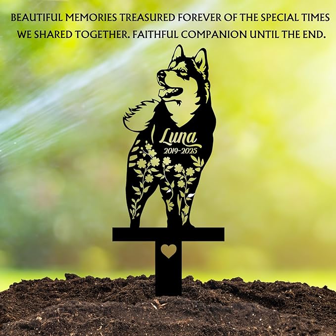 Custom Dog Grave Markers Outdoor | Best Memorial Gifts for Your Furry Friends Passed Away | Personalized Pet Grave Markers Dog Memorial Headstone
