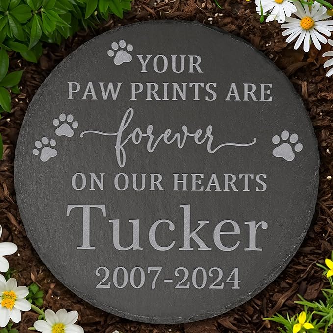 Pet Memorial Gift, Pet Memorial Stone, Sympathy Gift, Personalized Pet Memorial, Memorial Gift, Dog Memorial, Cat Memorial, Memorial Stone - Paw Prints on Our Hearts
