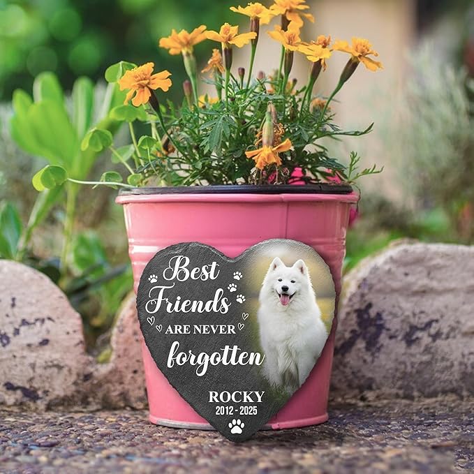Custom Pet Memorial Stone for Dogs | Personalized Dog Loss Remembrance Plaque with Photo | Beloved Furry Friend Memorial Gift | Thoughtful Pet Loss Condolence Stone Personalized