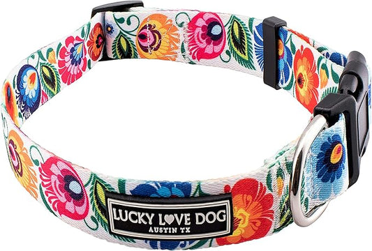 Lucky Love Dog - Adjustable Dog Collar with Easy Click Buckle for Medium, Durable, & Comfortable for Male & Female Dogs, Pet Collar for Puppies & Adult Dogs - Ladybird, Medium