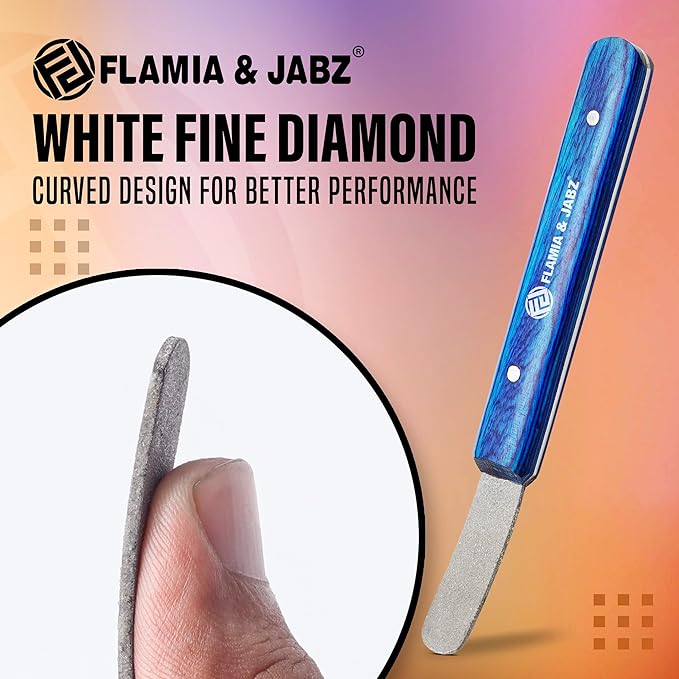 FLAMIA & JABZ Stripping Metal Stone Diamond Edged for Dogs, Cats & Pets with Wooden Grip (Fine)
