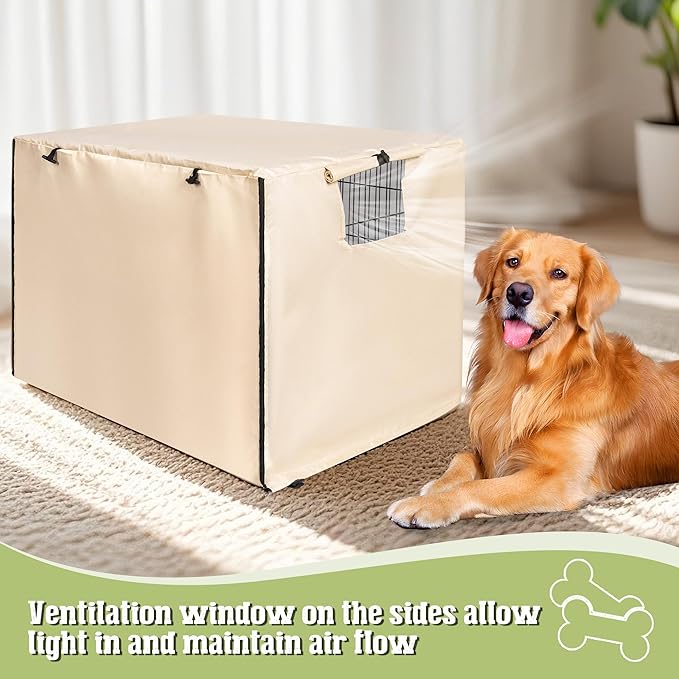 kefit Dog Crate Cover 42 inch, Kennel Cover for Dog Cage, Beige