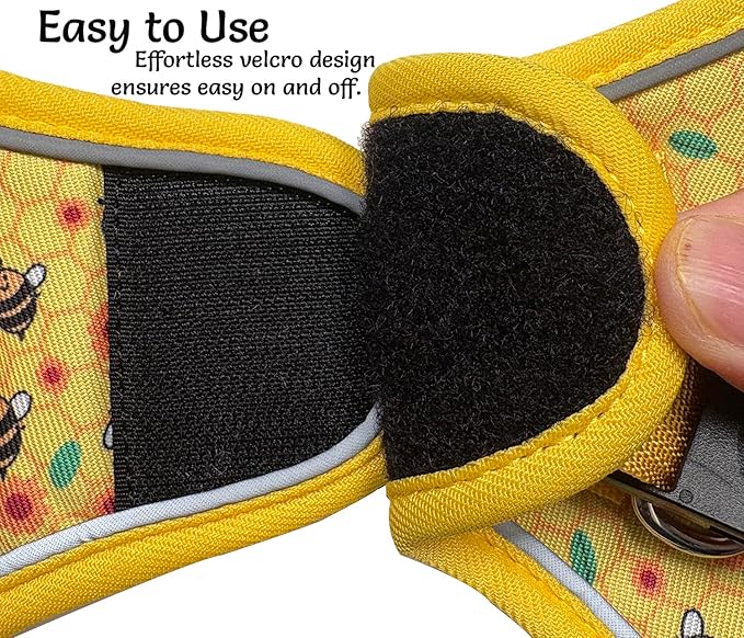 Step in Dog Harness and Leash Set, Reflective Adjustable No Pull Dog Harness for Extra-Small/Small Dogs Puppy and Cats, Soft Padded Mesh Vest Harnesses for Girl and Boy Pets(Bee,XXS)